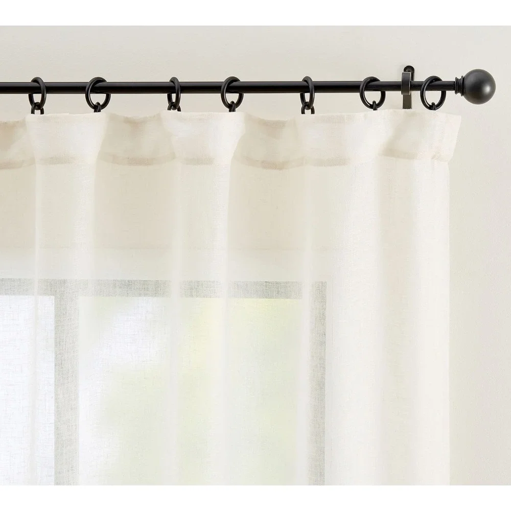 Pottery Barn Custom Emery Linen‎ Sheer Curtain IVORY 30x60 NWOT 3 in 1 Pole Top